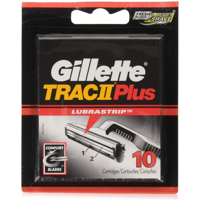 Gillette - Trac II Plus with Lubrastrip Replacement Blades | 10 Cartridges