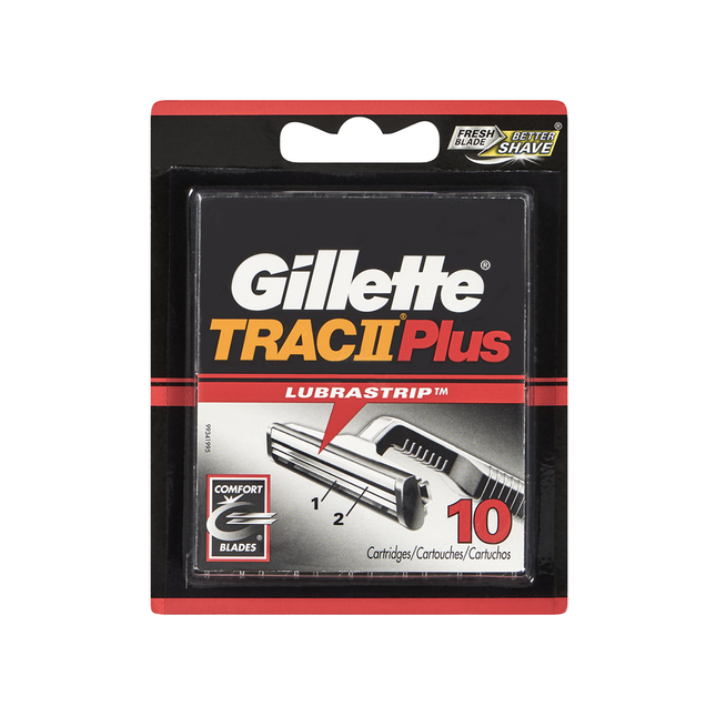 Gillette - Trac II Plus with Lubrastrip Replacement Blades | 10 Cartridges