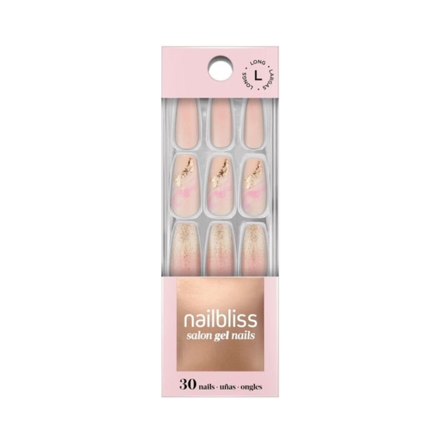 NailBliss - Ongles en gel de salon - Longs - Or rose GN77 | 30 clous