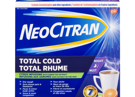 NeoCitran - Total Cold Night, Citrus Infusion With Green Tea Extract | 10 Pouches