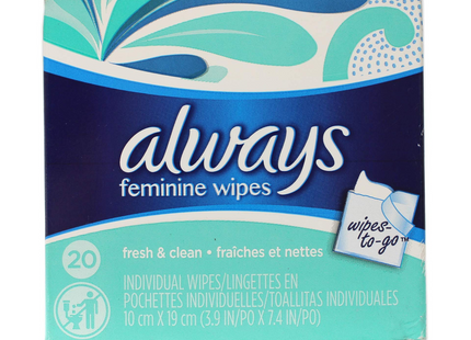 Always - Fresh & Clean Feminine Wipes | 20 Wipes