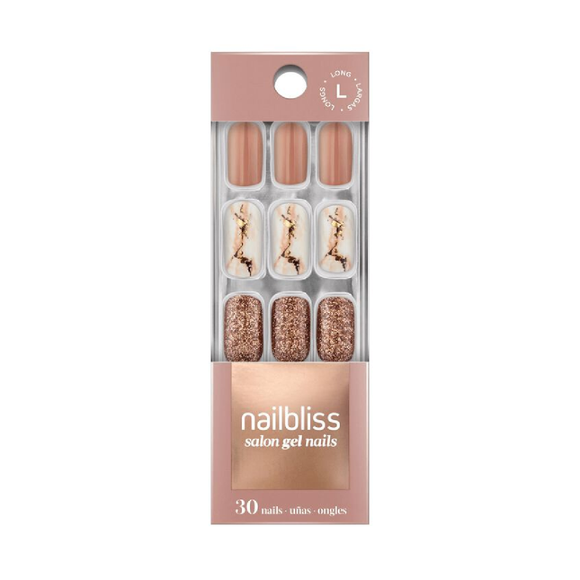 *Nailbliss - Ongles en gel de salon - Longs - Moody Marble GN80 | 30 clous