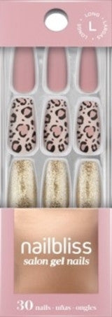 *Nailbliss - Salon Gel Nails  - Long - Lovely Leopard GN83 | 30 Nails