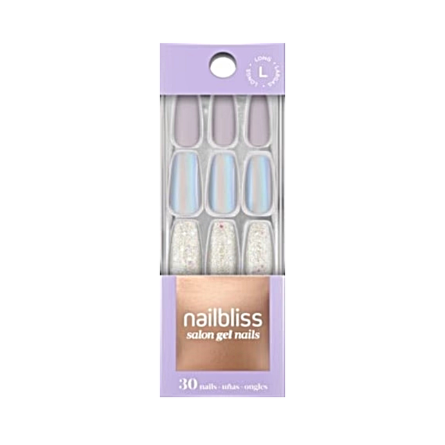 NailBliss - Ongles en gel de salon - Longs - Prisme lilas GN85 | 30 clous