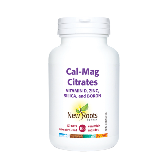 New Roots - Citrates de Cal-Mag, vitamine D, zinc, silice et bore | 100 capsules