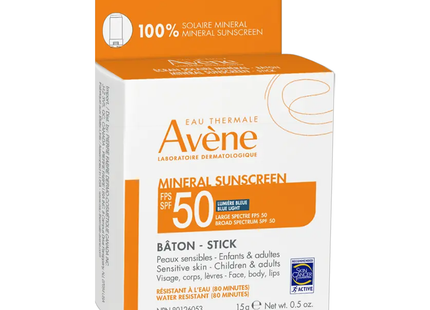 STICK SOLAIRE MINÉRAL AVÈNE 50 SPF 15G