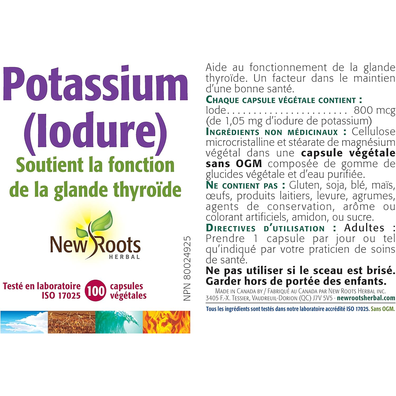 Potassium New Roots New Roots - Potassium Iodide | 100 Vegetable Capsules* – White Cross E ...