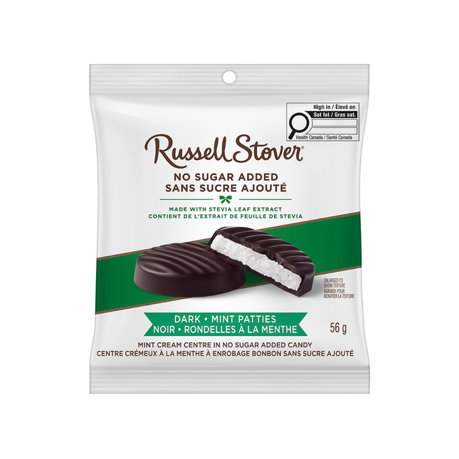Russell Stover No Sugar Added - Dark Chocolate Mint Patties | 56 g