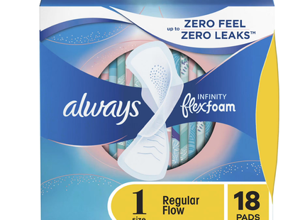 Always - Infinity Flex Foam Unscented Pads, Size 1 | 18 Pads