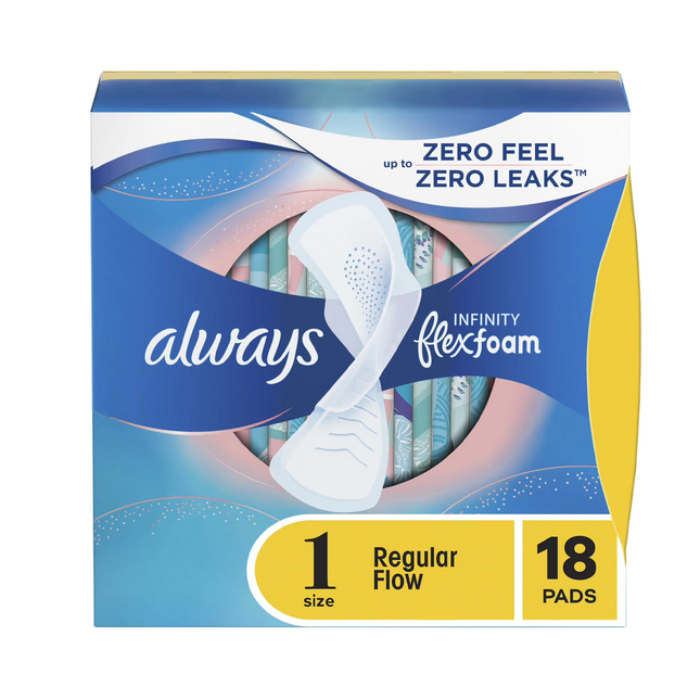Always - Infinity Flex Foam Unscented Pads, Size 1 | 18 Pads