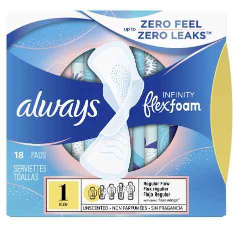 Always - Infinity Flex Foam Unscented Pads - Size 1 | 18 Pads