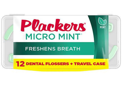 Plackers Micro Mint Dental Flossers + Travel Case | 12 Count