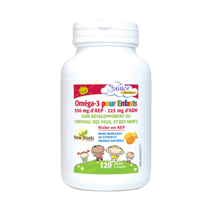 New Roots - Oméga-3 pour enfants 550 mg EPA 225 mg DHA, ultra pur, qualité pharmaceutique | 120 gélules à croquer