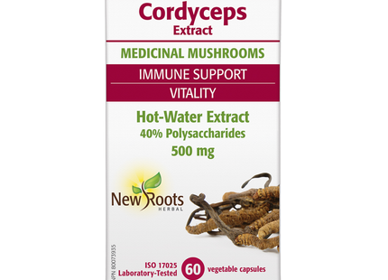 New Roots - Extrait d'eau chaude de Cordyceps 500 mg | 60 capsules