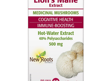 New Roots - Lion's Mane Extract Medicinal Mushrooms - Cognitive Health Immune-Boosting | 60 Vegetable Capsules*