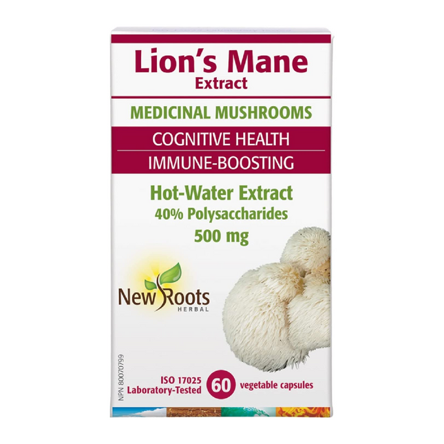 New Roots – Extrait de crinière de lion – Champignons médicinaux – Stimule le système immunitaire pour la santé cognitive | 60 Gélules Végétales*