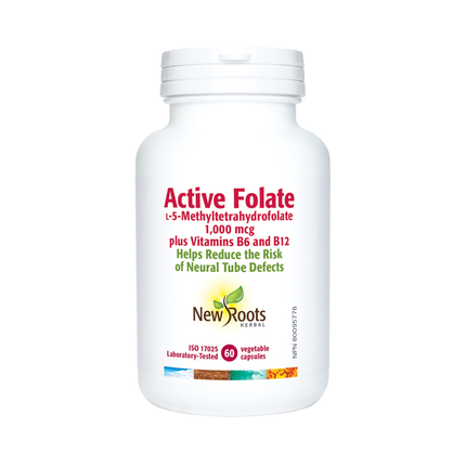New Roots Herbal - Supplément d'acide folique B6 + B12 | 60 capsules