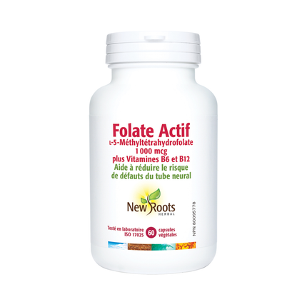 New Roots Herbal - Supplément d'acide folique B6 + B12 | 60 capsules
