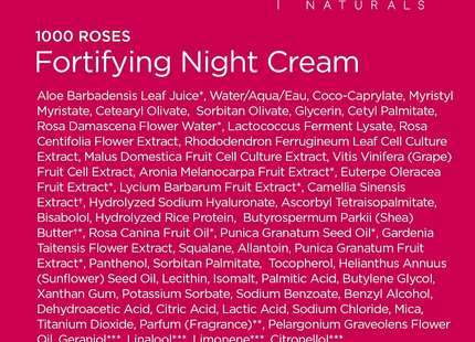 Andalou Naturals - Crème de nuit fortifiante aux 1000 roses pour peaux sensibles | 50 grammes