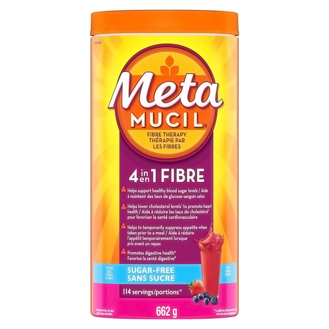 Metamucil - Thérapie par fibres 4 en 1 sans sucre - Saveur de baies | 662 g