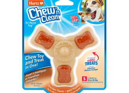 Hartz - Chew 'n Clean Tri-Point Toy for Small Dogs, Chicken Flavour