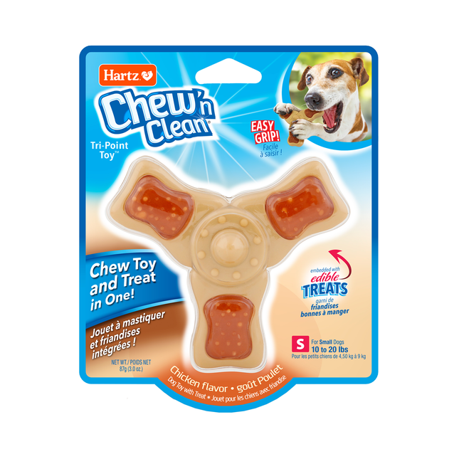 Hartz - Chew 'n Clean Tri-Point Toy for Small Dogs, Chicken Flavour