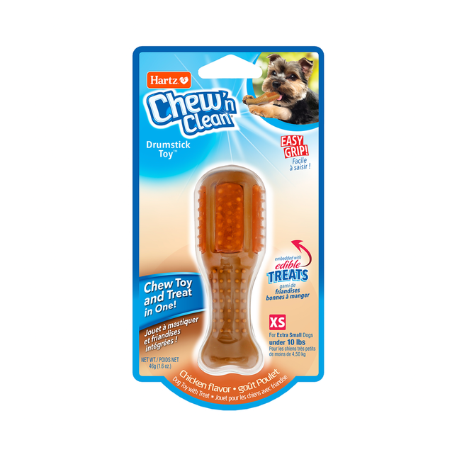 Hartz - Chew 'n Clean Drumstick Toy for Extra Small Dogs - Chicken Flavour | 46 g