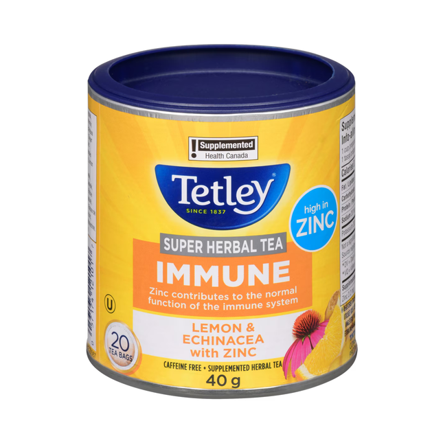 Tetley - Immune+ Super Herbal Tea, Lemon & Echinacea + Zinc | 20 Tea Bags