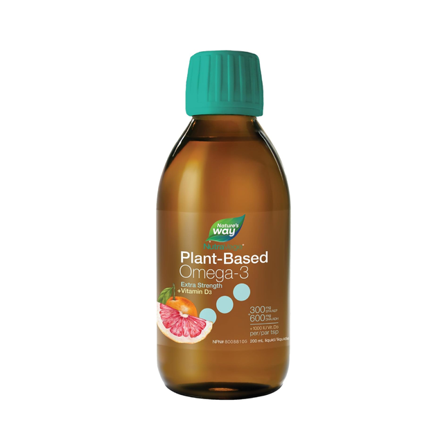 Nature's Way - Oméga 3 à base de plantes + vitamine D3 - Saveur pamplemousse et mandarine | 200 ml