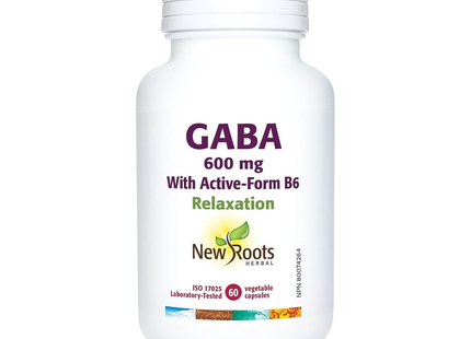 New Roots - GABA 600 mg with Active-Form B6 Relaxation | 60 Vegetable Capsules