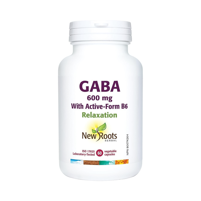 New Roots - GABA 600 mg with Active-Form B6 Relaxation | 60 Vegetable Capsules