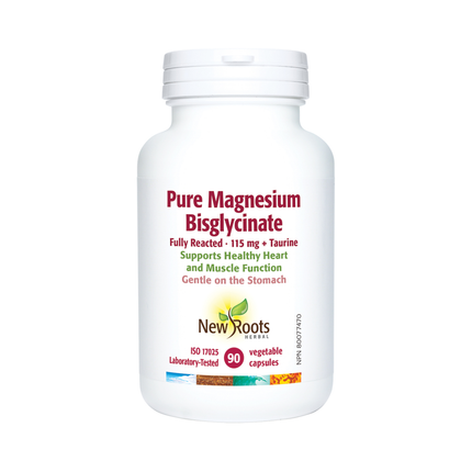 New Roots - Pure Magnesium Bisglycinate Fully Reacted 115 mg Taurine | 90 Capsules