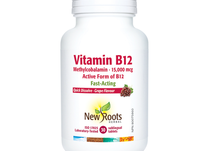 New Roots - Vitamin B12 Methylcobalamin 15,000 mcg | 30 Tablets