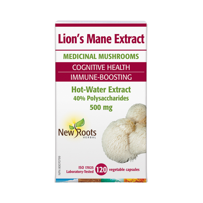 New Roots - Extrait d'eau chaude de crinière de lion 500 mg | 120 capsules