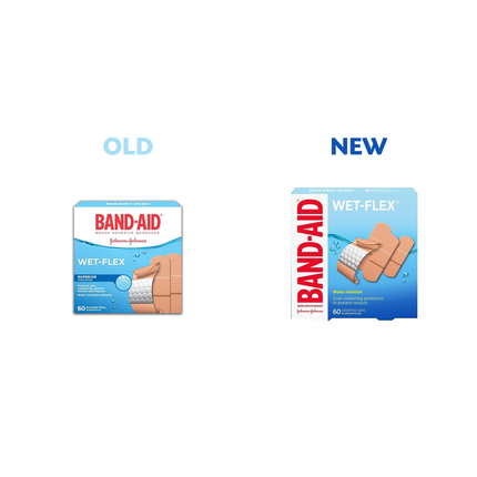 Band-Aid - Wet-Flex Bandages, Assorted Sizes | 60 Pack