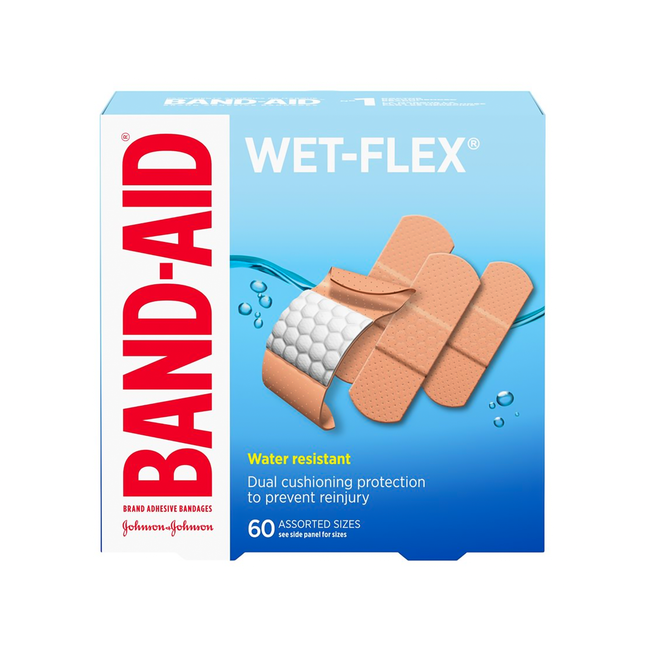 Band-Aid - Wet-Flex Bandages, Assorted Sizes | 60 Pack