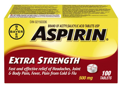 Aspirin - Extra Strength Acetylsalicylic Acid Tablets - 500 mg | 100 Tablets
