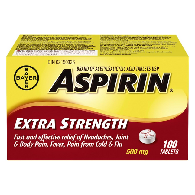 Aspirine - Comprimés d'acide acétylsalicylique extra fort 500 mg | 100 comprimés