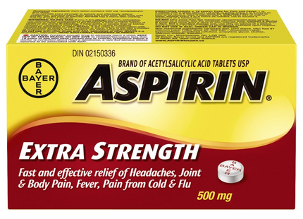 Aspirin - Extra Strength Acetylsalicylic Acid Tablets - 500 mg | 50 Tablets