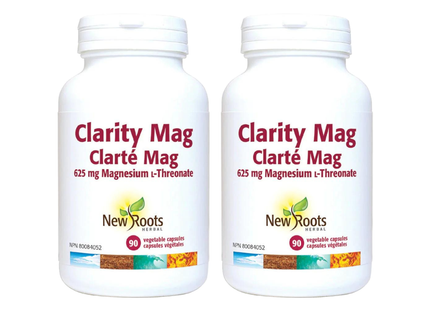 2-PACK! New Roots - Clarity Mag 625 mg, Magnesium ʟ‑Threonate | 90 Vegetable Capsules*