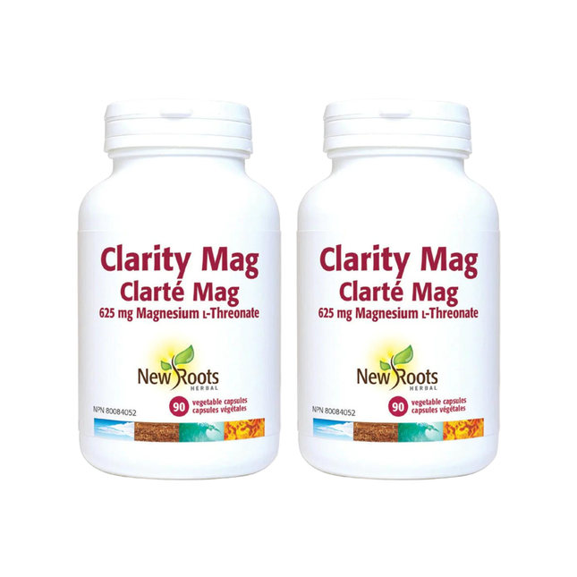 2-PACK! New Roots - Clarity Mag 625 mg, Magnesium ʟ‑Threonate | 90 Vegetable Capsules*