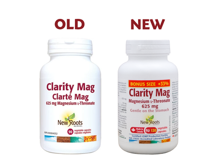 New Roots - Clarity Mag 625 mg, Magnesium L‑Threonate | 90+30 Vegetable Capsules