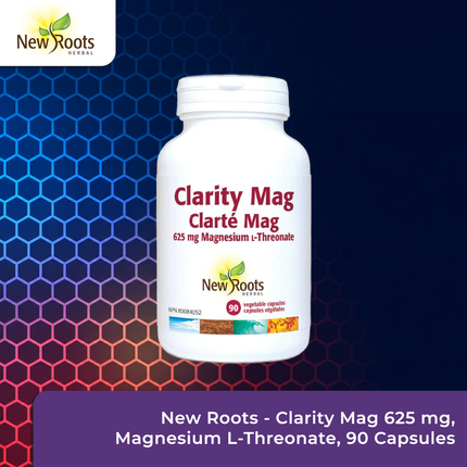 LOT DE 2 ! New Roots - Clarity Mag 625 mg, Magnésium L‑Thréonate | 90 gélules végétales*