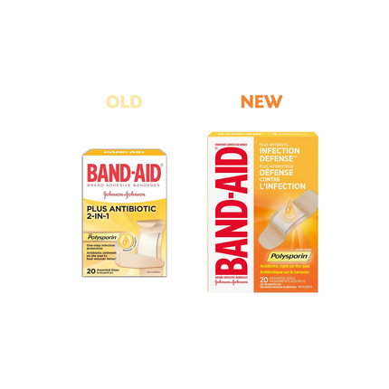 Band-Aid - Pansements Protecteurs Antibactériens avec Polysporin, Tailles Assorties | Paquet de 20