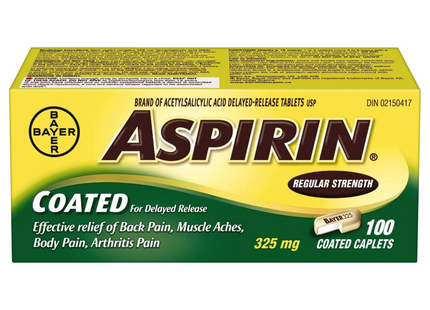 Aspirin - Coated Delayed Release Caplets - 325 mg | 100 Coated Caplets