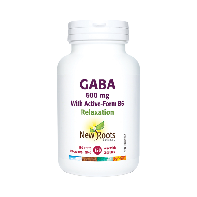 New Roots - GABA 600 mg With Active-Form B6 | New Size 150 capsules