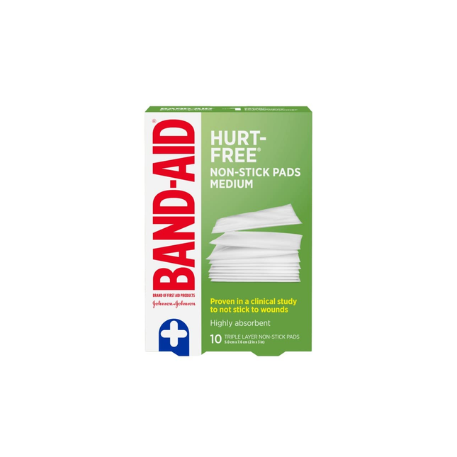 Band-Aid - Hurt Free Non Stick Pads - Medium | 10 Triple Layer Pads