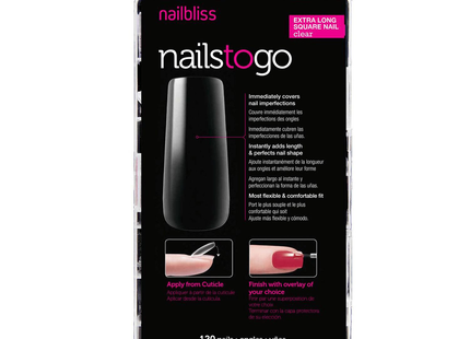 Nailbliss - Nails To Go Long Square Nail Kit - Clear | 120 Nails