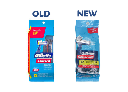 Gillette - Rasoirs jetables fixes Sensor 2 avec Lubrastrip | 12 rasoirs