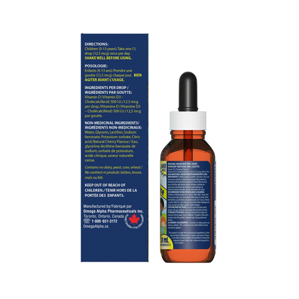 Omega Alpha -  Vitamin D3 500 IU Drops Kids Cherry Flavor | 30 mL